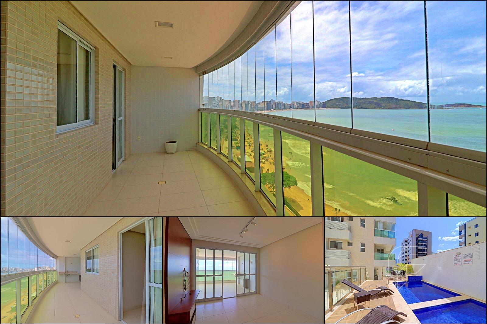 Apartamento novo de frente para o mar, alto padrão, 3 quartos, varanda gourmet, lazer completo na Orla da Praia do Morro em Guarapari - ES