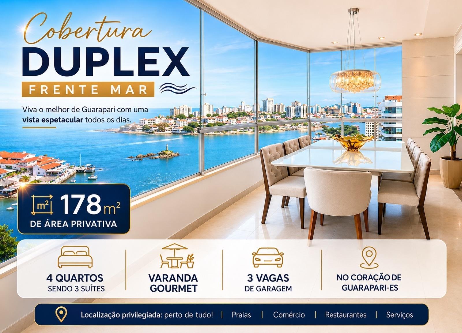 Linda cobertura de alto padrão à venda em Guarapari-ES, Muquiçaba! 4 quartos, 3 suítes, 2 salas, 5 banheiros, 3 vagas, 178m².
