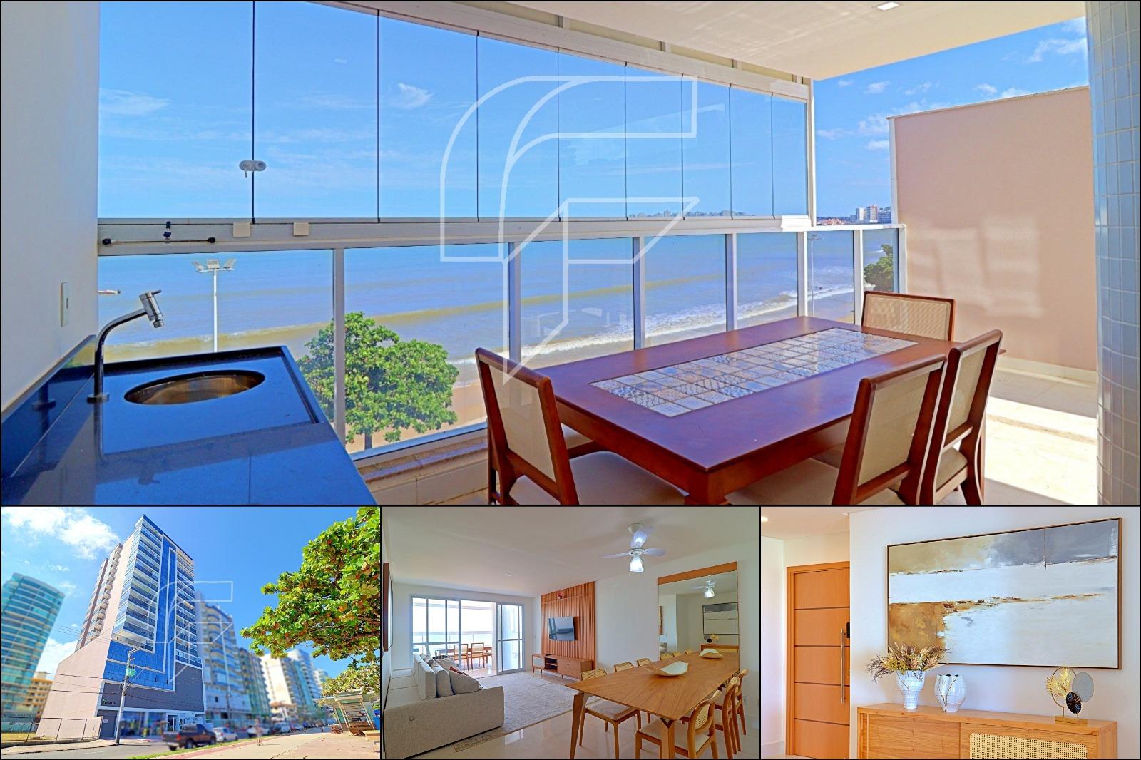 Apartamento de frente para o mar, 4 suítes, 265 m², varanda com vista panorâmica, alto padrão na orla pra Praia do Morro em Guarapari - ES