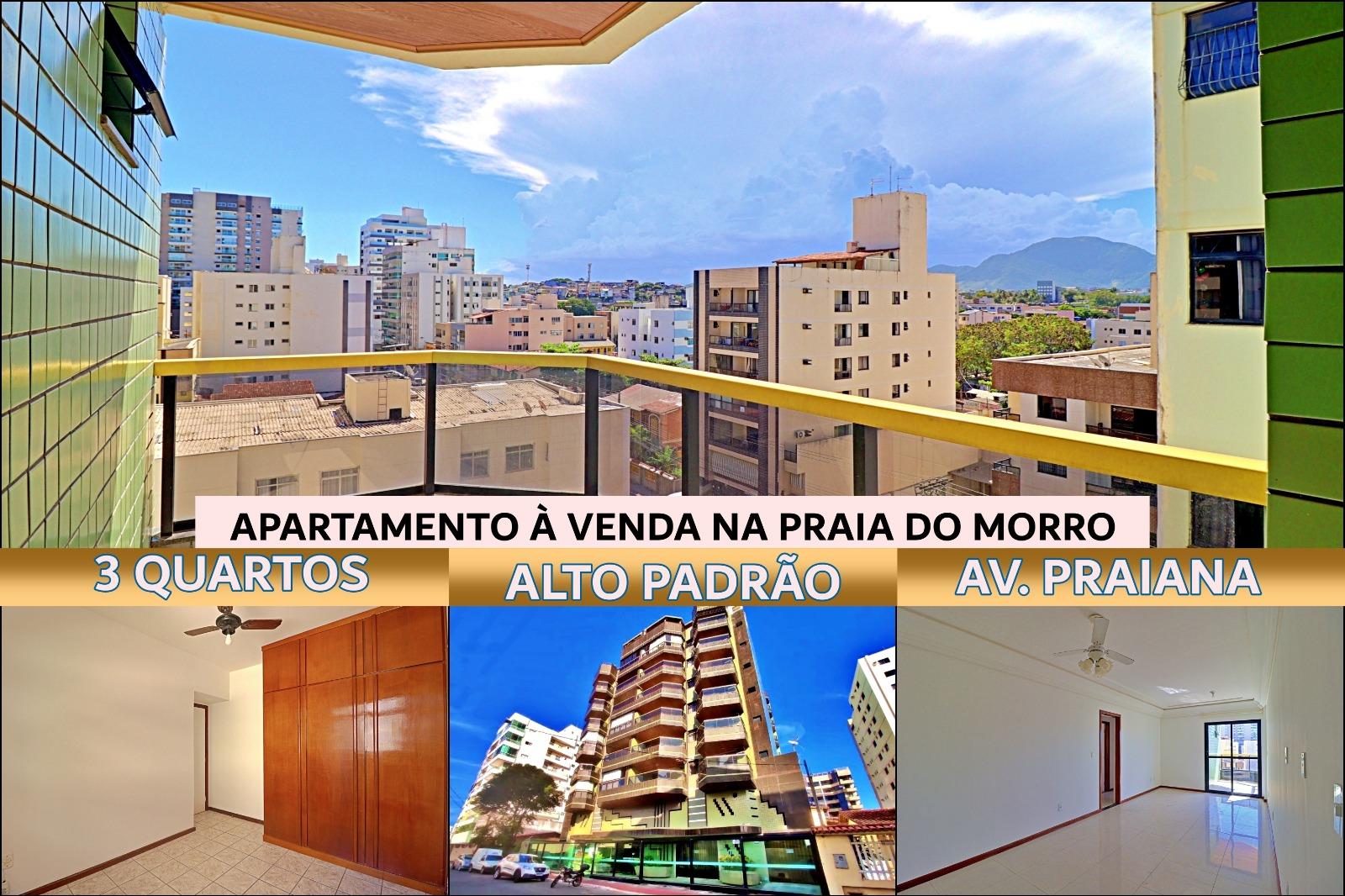 Apartamento de 3 quartos à venda, varanda com vista, vaga + BOX, localizado na Av. Praiana a poucos metros da orla da Praia do Morro em Guarapari - ES