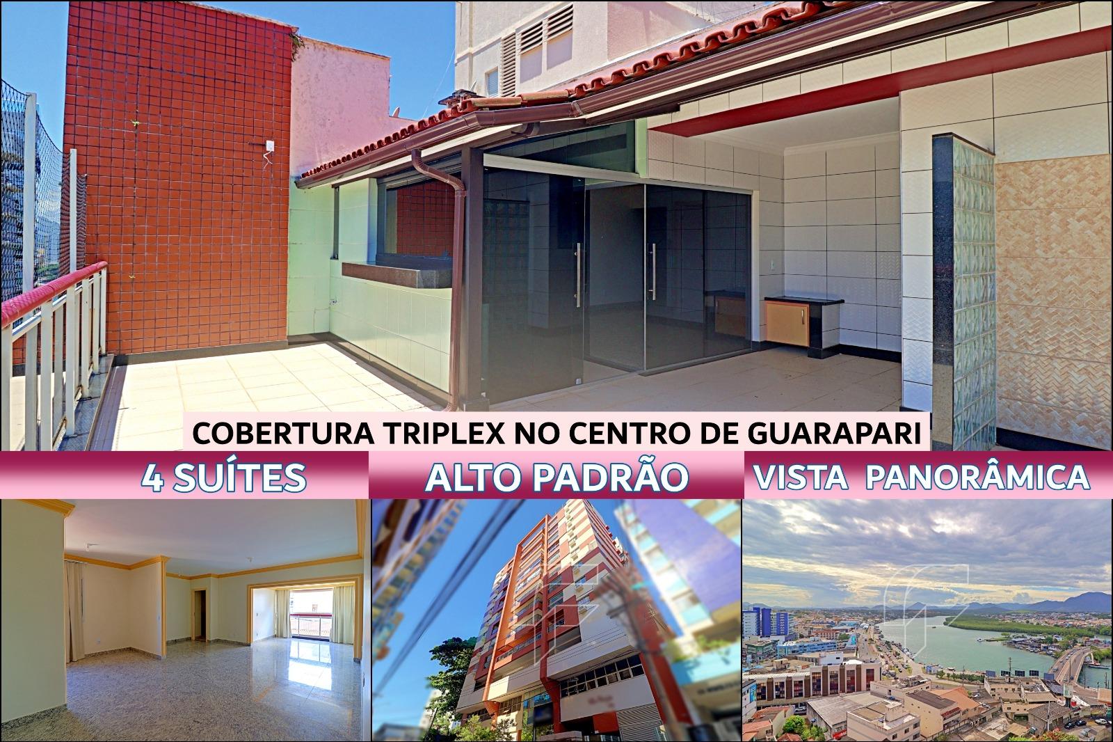 Cobertura Triplex de 4 suítes, com área gourmet e vista panorâmica para a ciadde, no Centro de Guarapari-ES: seu novo lar te espera!
