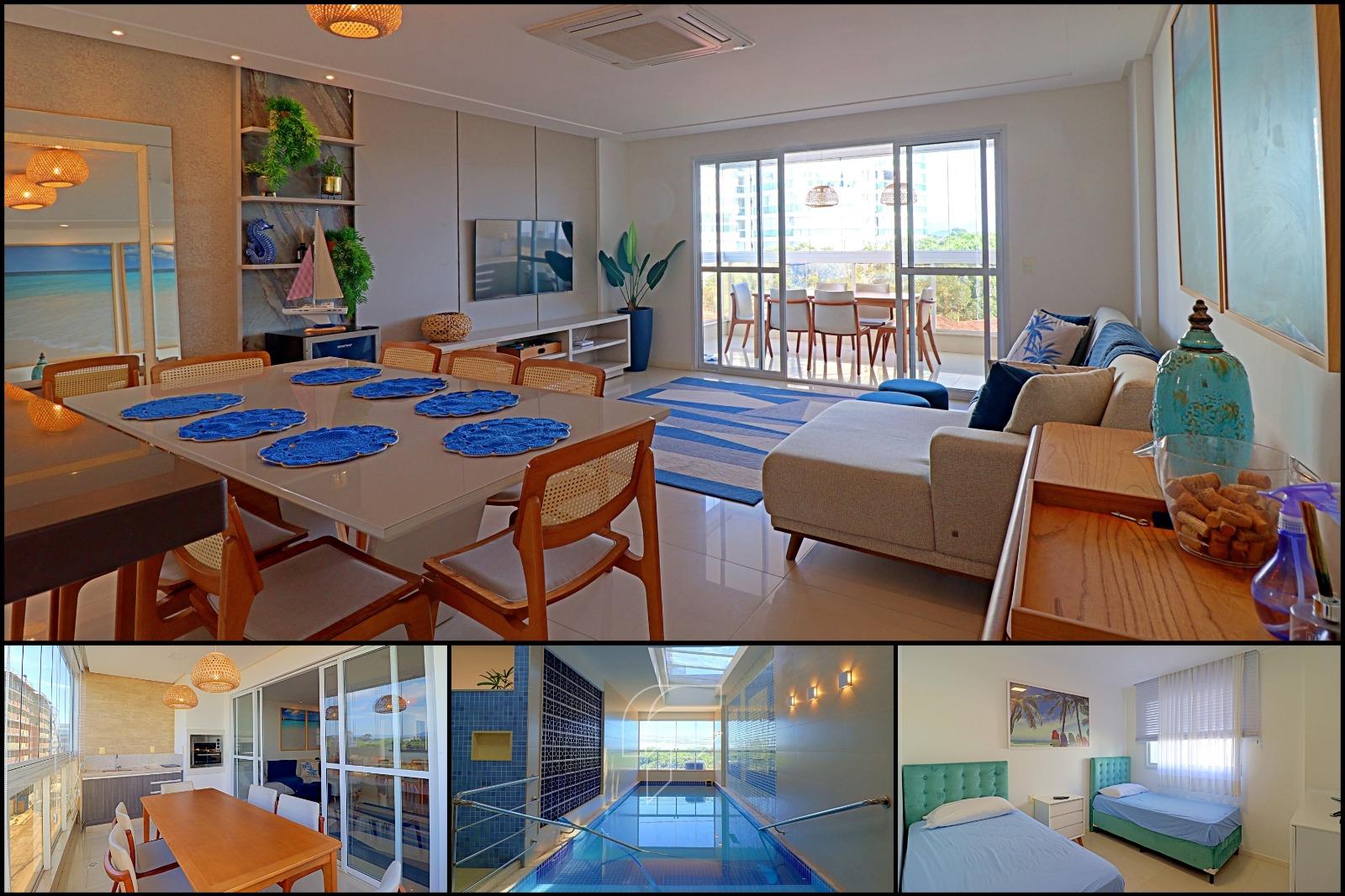 Apartamento na Orla da Praia de Peracanga, amplo, alto padrão, condomínio completo, com 3 quartos, 1 suíte, à venda na Enseada Azul em Guarapari - ES