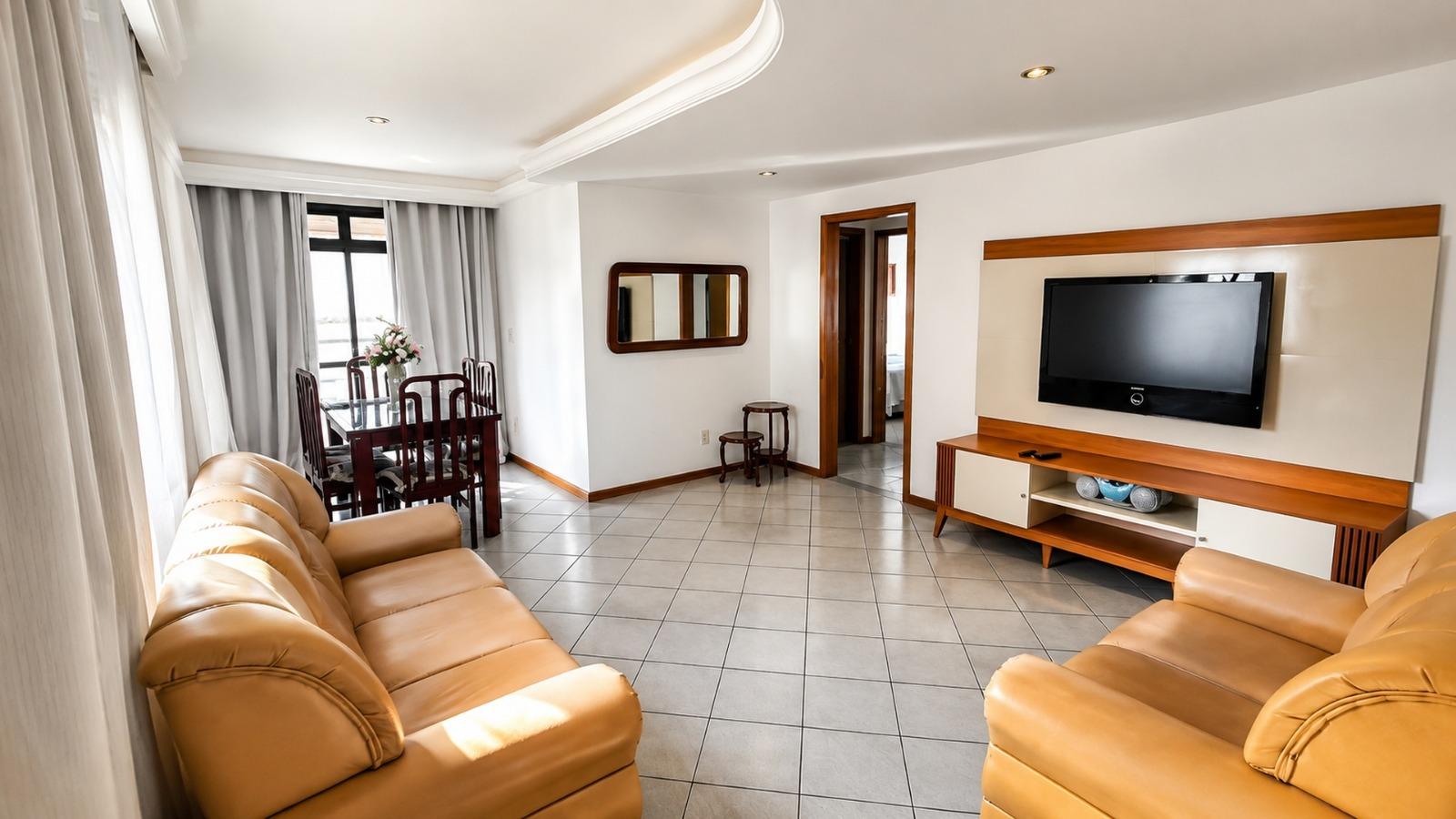 apartamento grande guarapari, imóvel praia do morro, 3 quartos com dce, prédio com elevador es, franco imóveis