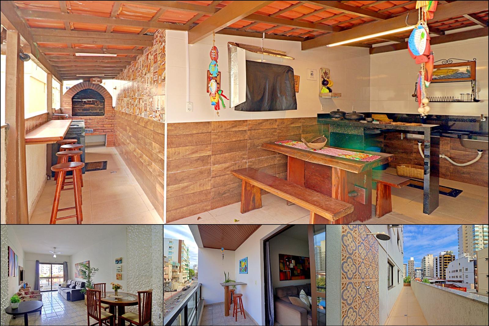 Apartamento com 3 quartos, área lateral gourmet à venda, suíte com varanda, vista para o mar, localizado na Praia doMorro em Guarapari - ES