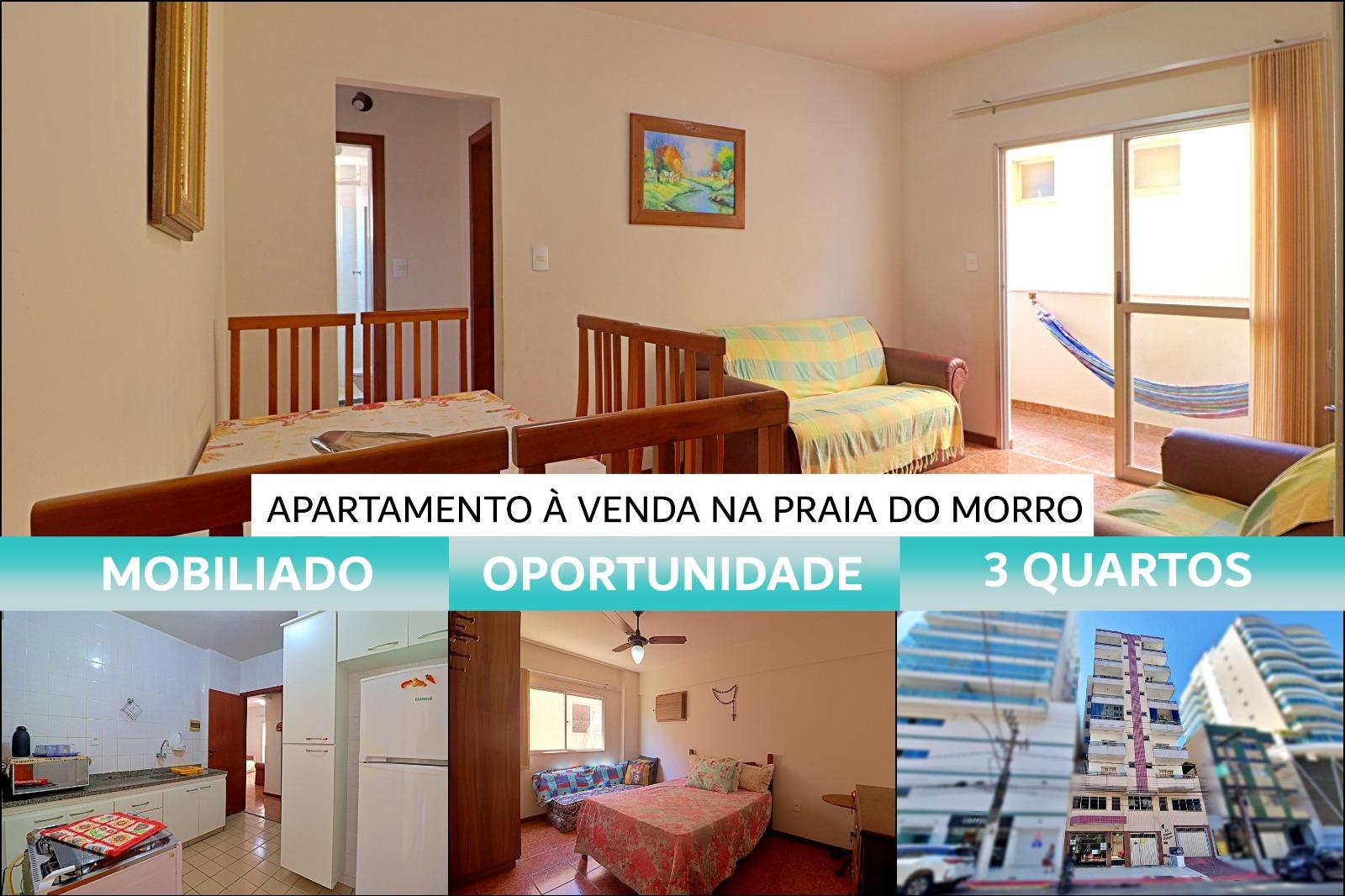 Apartamento de 3 quartos mobiliado à venda, 100 metros da orla da Praia do Morro Guarapari ES