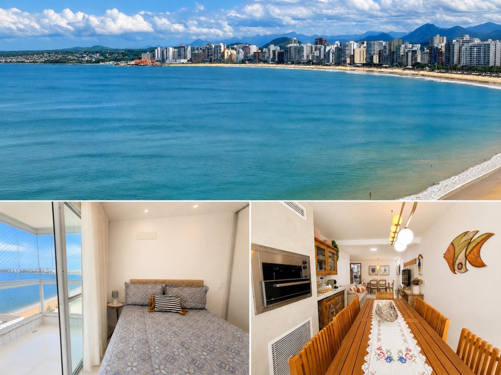 Apartamento à venda em Guarapari-ES, Praia do Morro: decorado, mobiliado, 3 quartos, 1 suíte, 1 sala, 2 banheiros, 3 vagas, 104m². Aproveite!