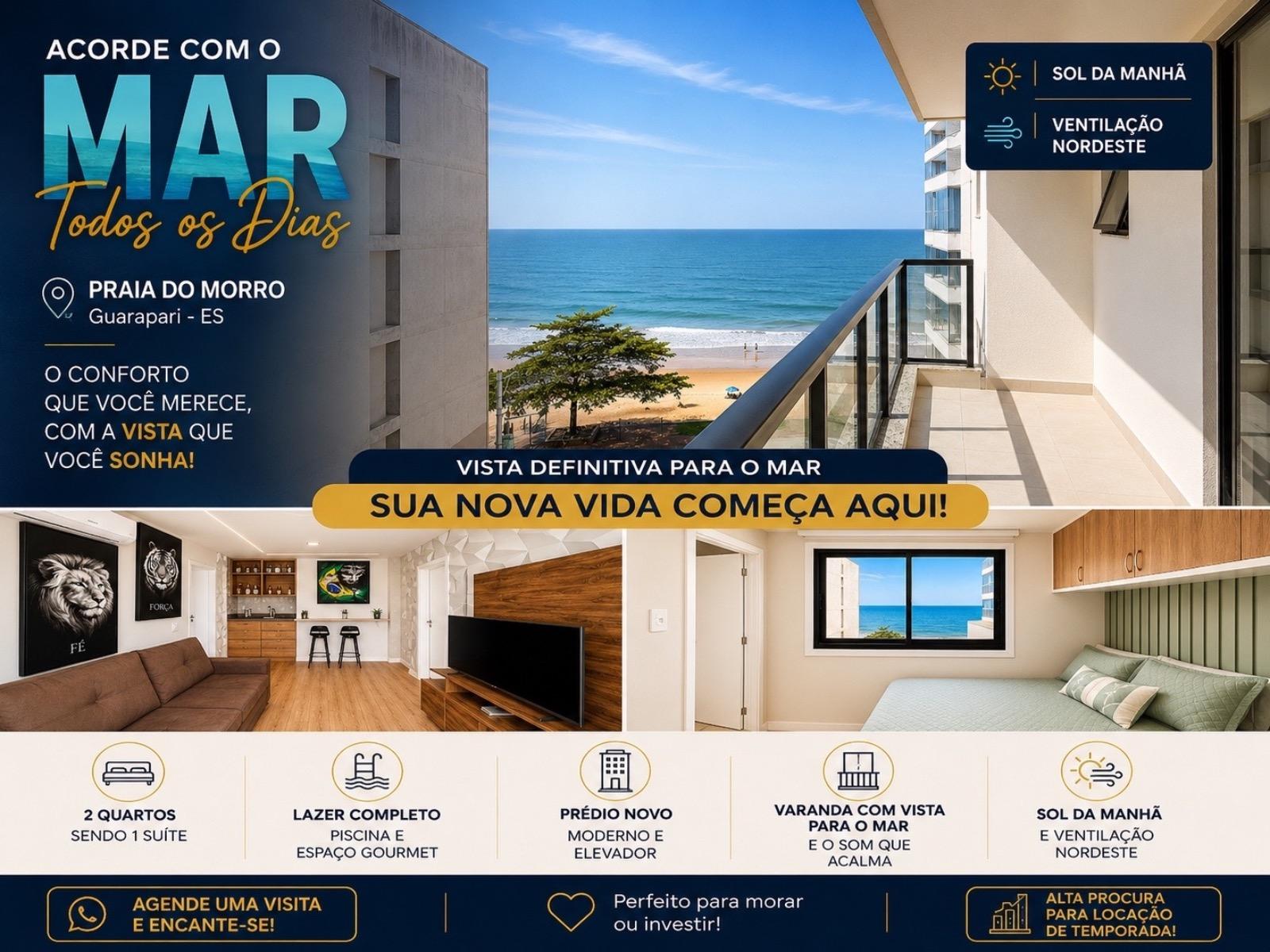 Oportunidade única: Apartamento à venda em Guarapari-ES, na Praia do Morro! 2 quartos, 1 suíte, 1 sala, 2 banheiros, 1 vaga de garagem, 70m².